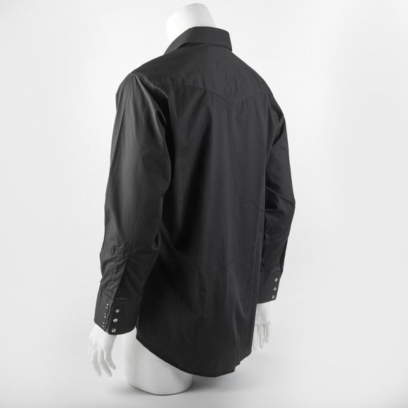 Wrangler Men's 16 x 33 Men's fitted Black Snap Western Cowboy Shirt NWT NEW!!! - Picture 6 of 15